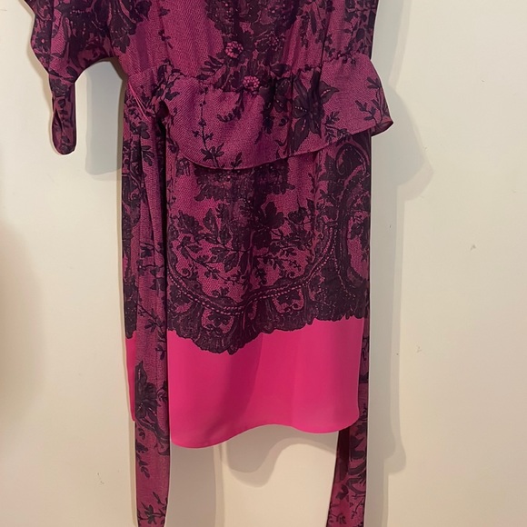 BCBGMaxAzria Leia Begonia Combo Pink and Black One Shoulder Dress Size XXS - Picture 14 of 16